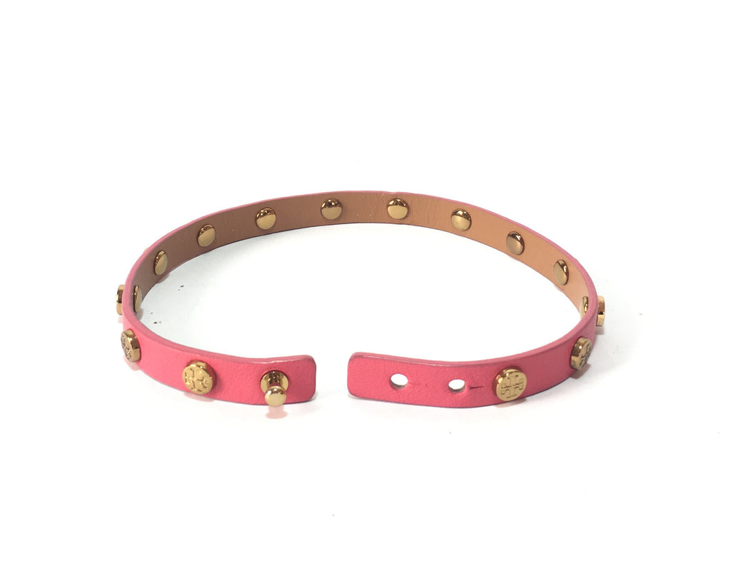 Tory Burch Pink Leather Wraparound Logo Bracelet | Gently Used |
