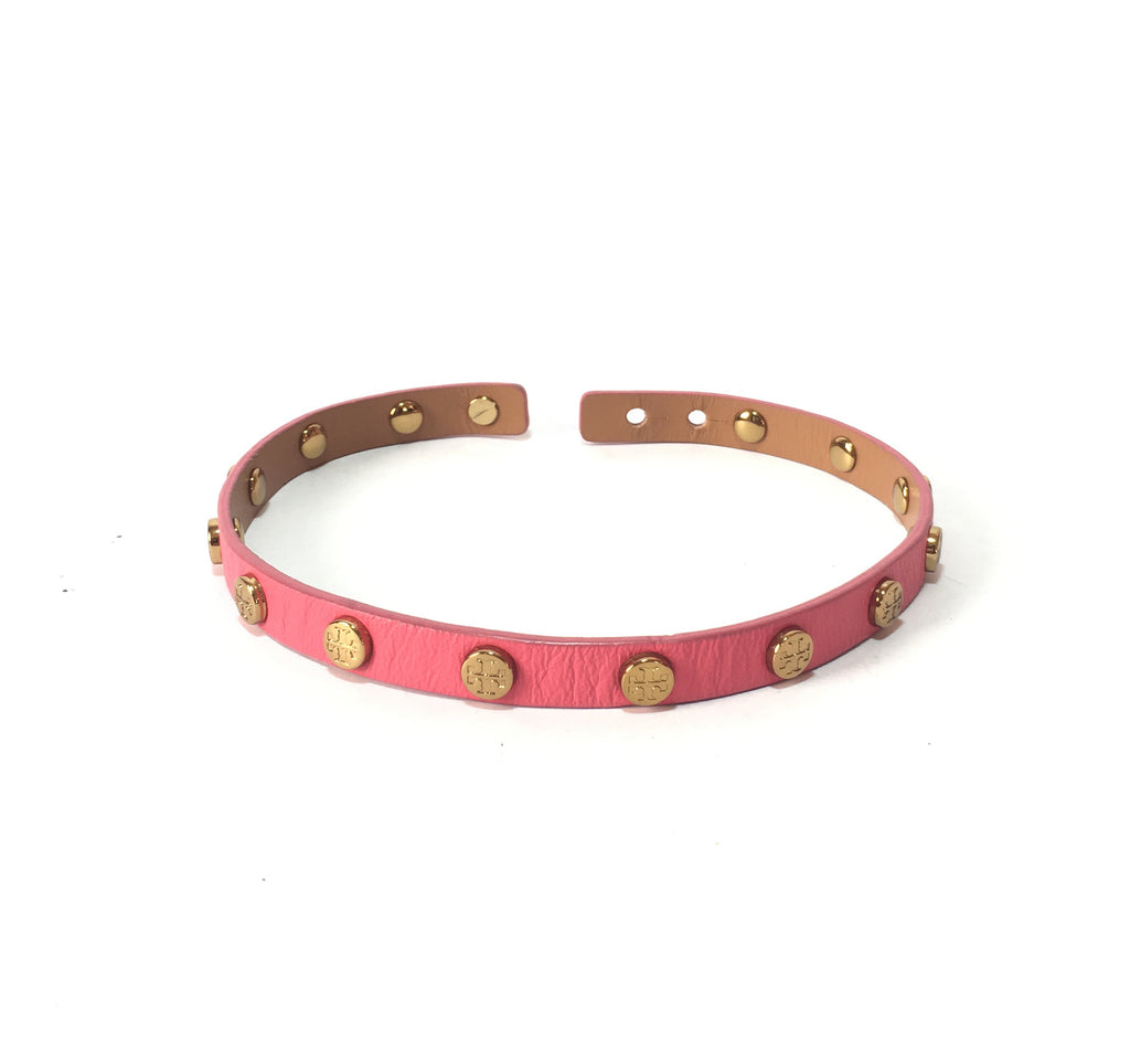 Tory Burch Pink Leather Wraparound Logo Bracelet | Gently Used |