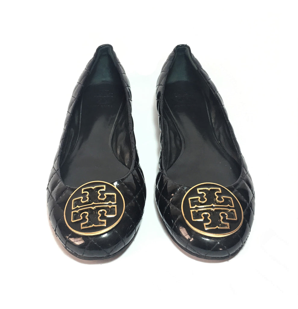 Tory Burch Quilted Patent Leather 'Reva' Ballet Flats | Gently Used |