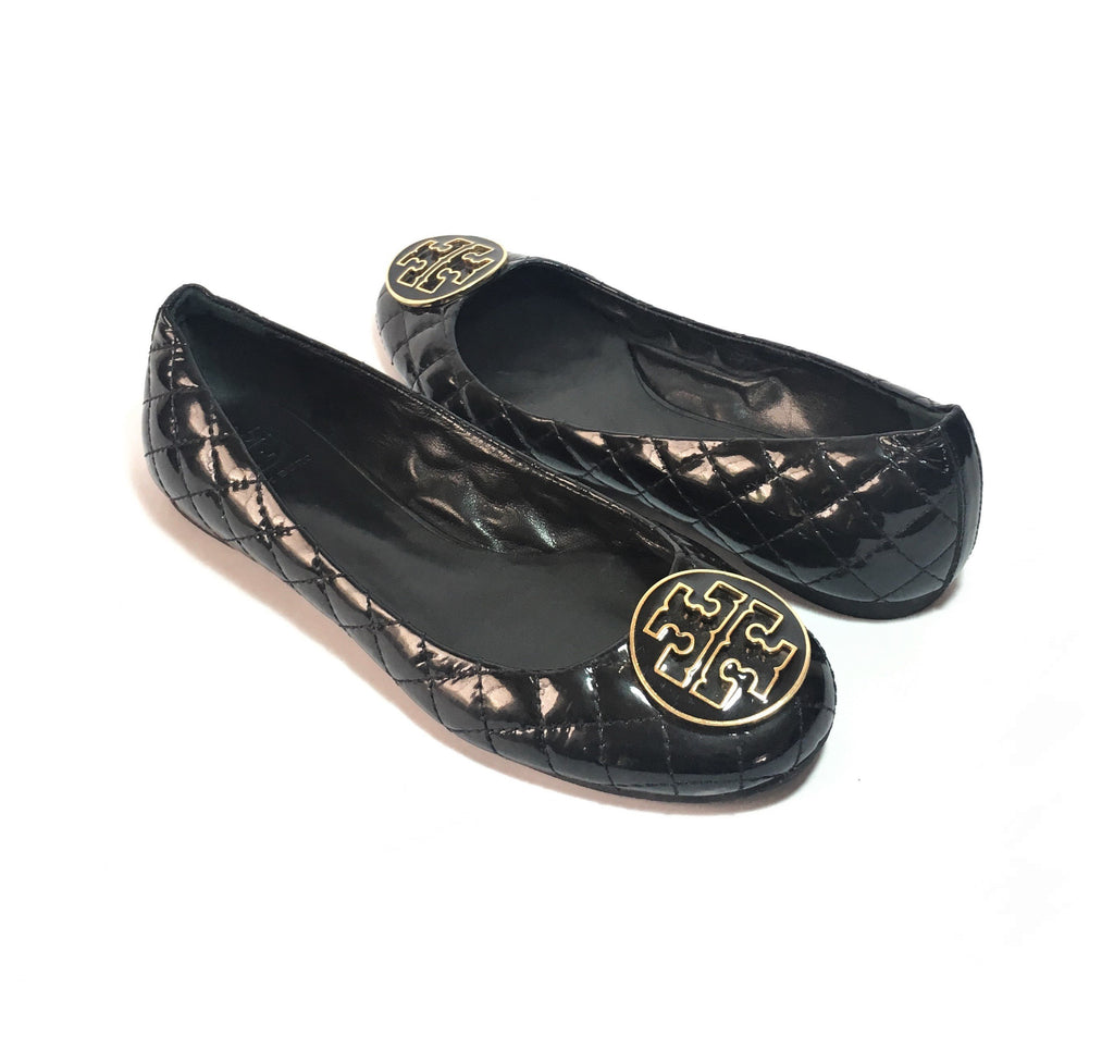 Tory Burch Quilted Patent Leather 'Reva' Ballet Flats | Gently Used |