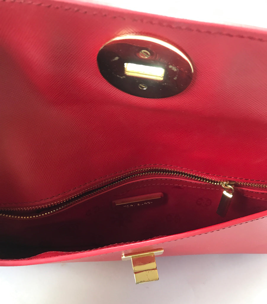 Tory Burch Red Leather KIRA Clutch | Gently Used |