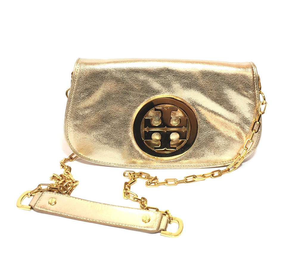 Tory Burch Gold REVA Leather Bag | Pre Loved |