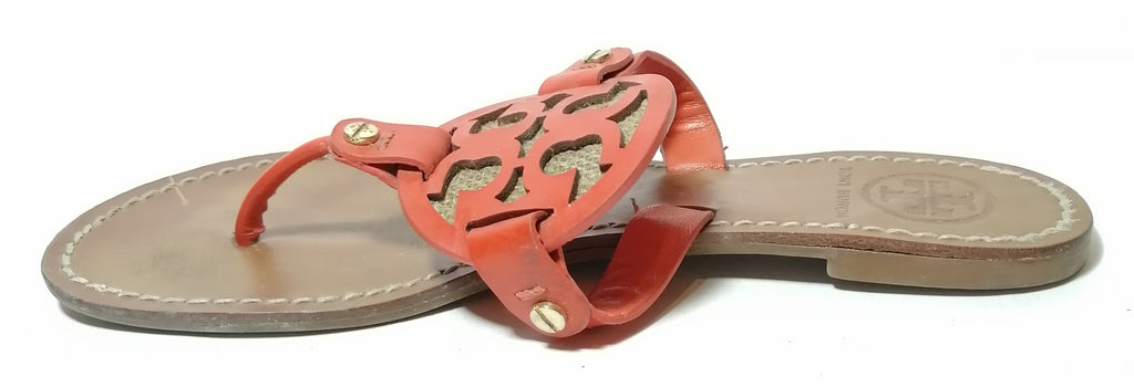 Tory Burch Orange Miller Burlap Sandals | Pre Loved |