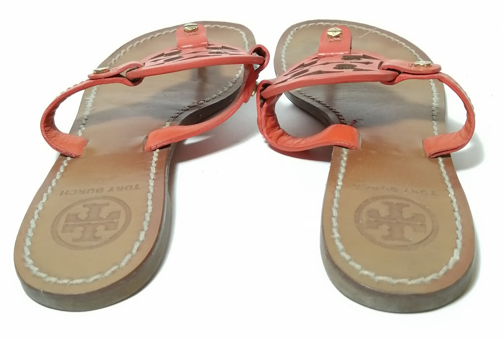 Tory Burch Orange Miller Burlap Sandals | Pre Loved |