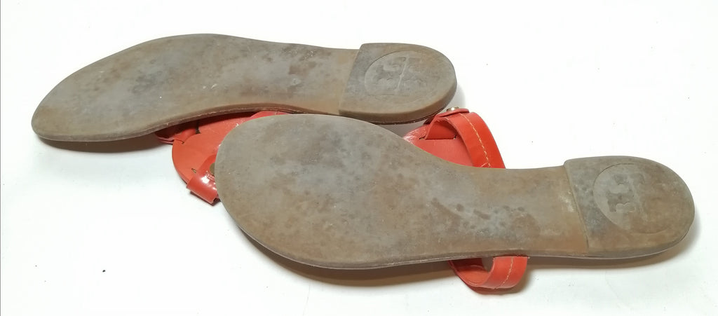 Tory Burch Orange Miller Burlap Sandals | Pre Loved |