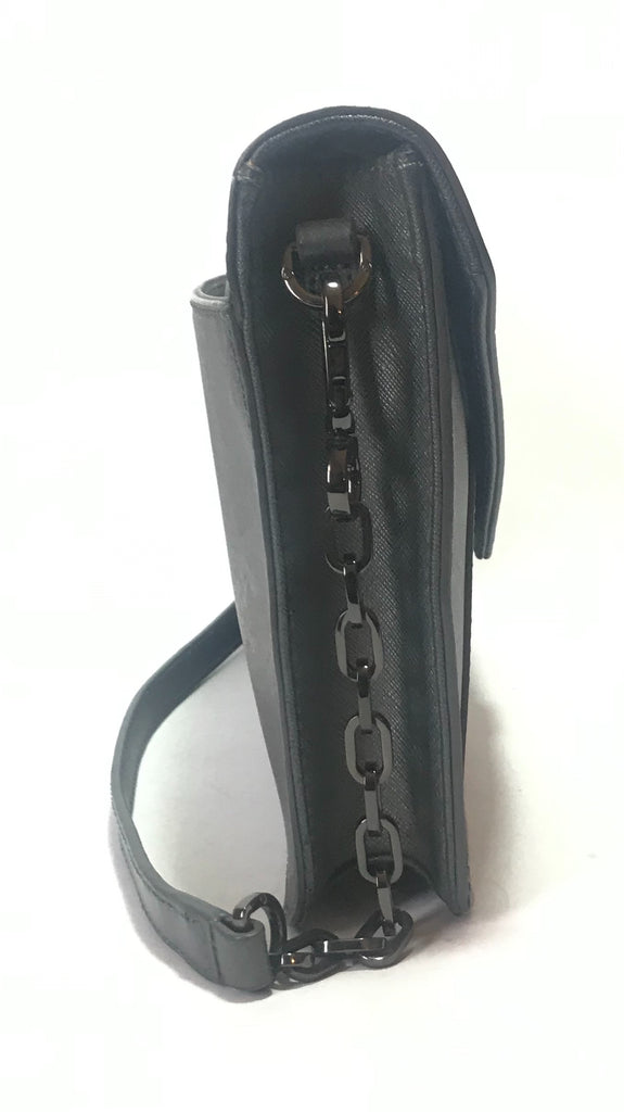 Tory Burch 'Robinson' Gun Metal Leather Shoulder Bag  | Gently Used |