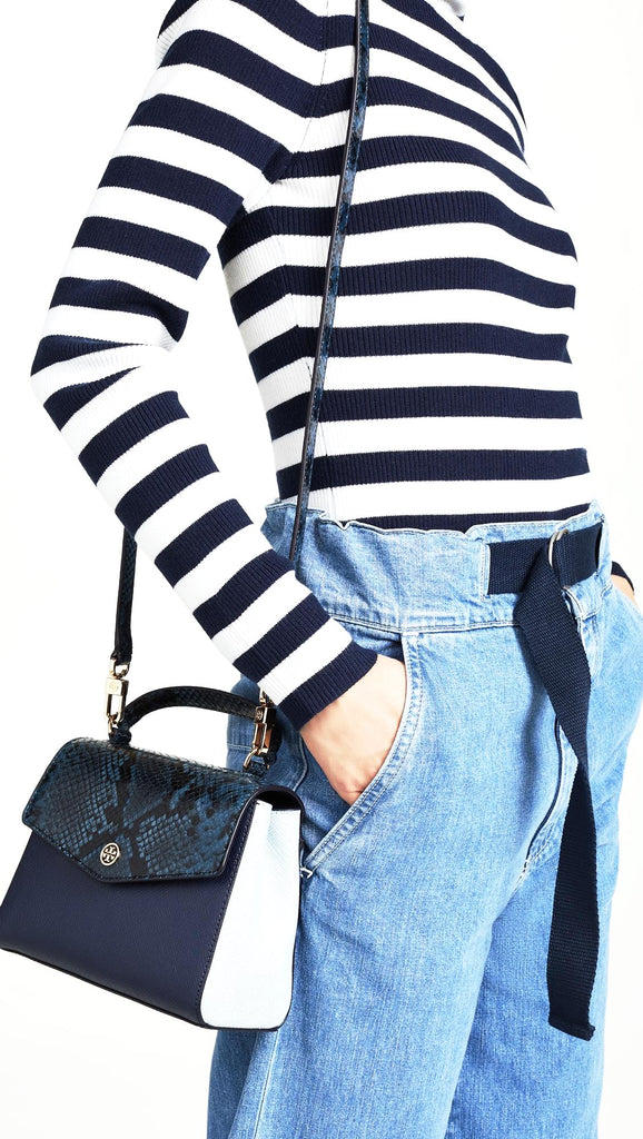Tory Burch 'Robinson' Mixed Material Small Top Handle Satchel | Like New |