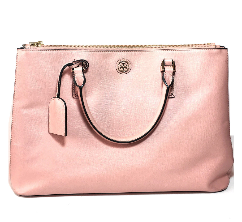 Tory Burch Robinson Double Zip Pale Apricot Tote | Gently Used |