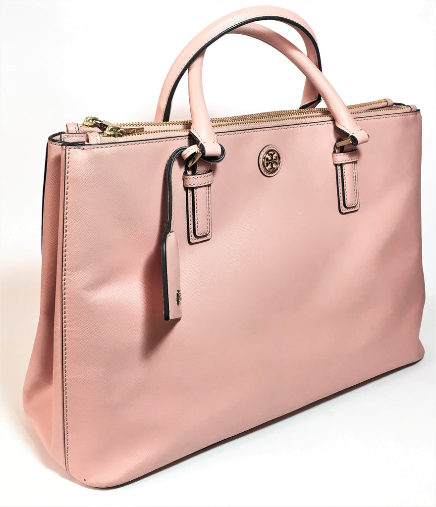 Tory Burch Robinson Double Zip Pale Apricot Tote | Gently Used |