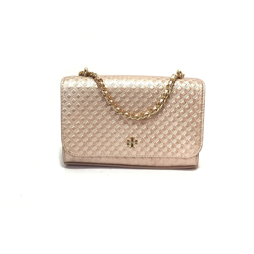Tory Burch Marion Rose Gold Leather Cross Body Bag | Like New |