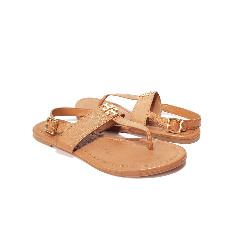 Tory Burch Tan T Strap Leather Sandals | Gently Used |