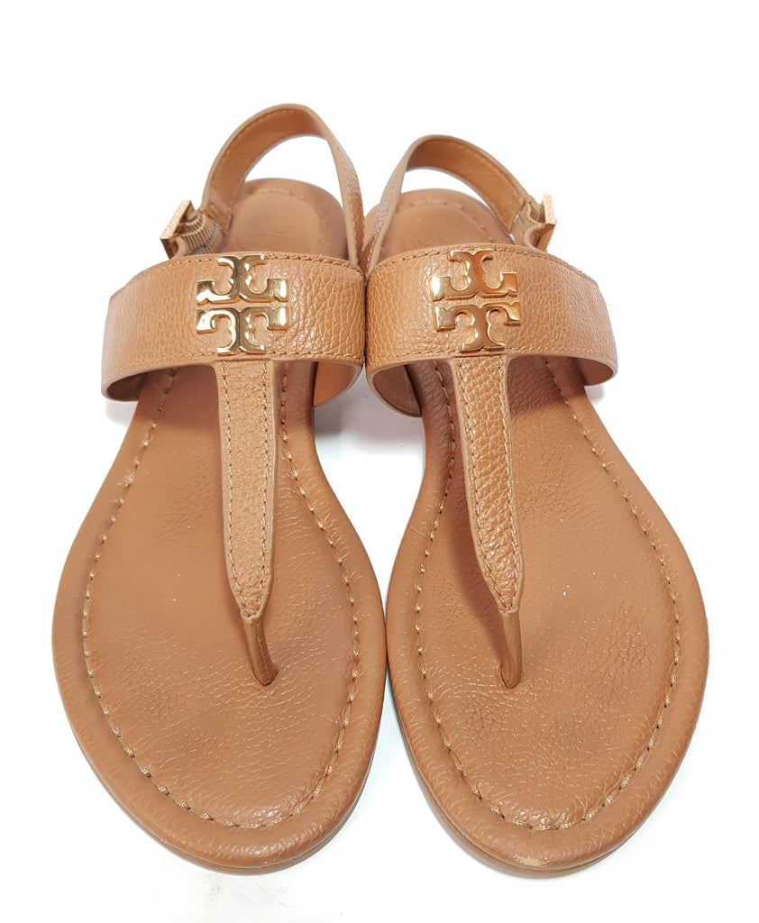 Tory Burch Tan T Strap Leather Sandals | Gently Used |