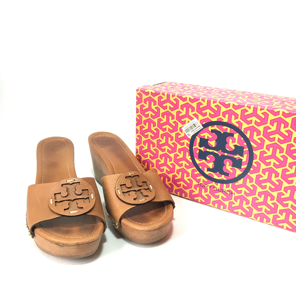Tory Burch Tan Patti Leather Wedges | Pre Loved |