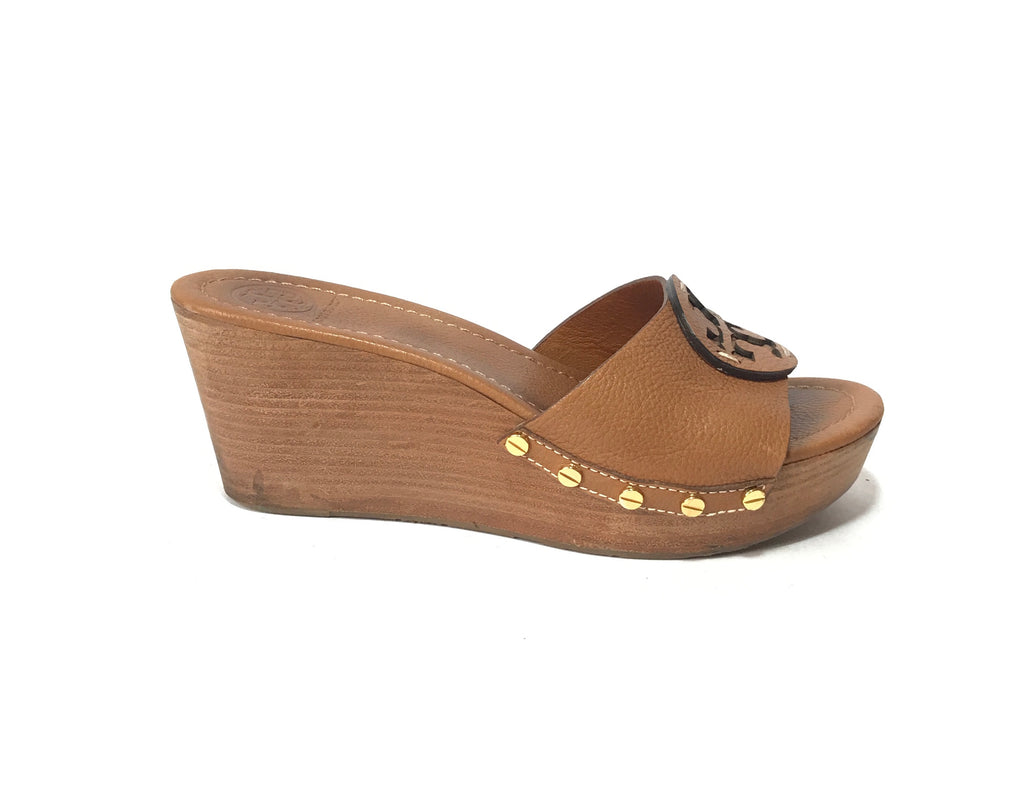 Tory Burch Tan Patti Leather Wedges | Pre Loved |