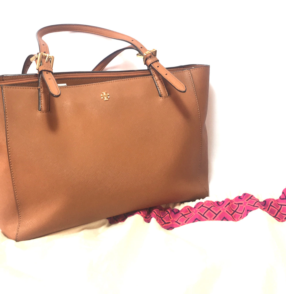 Tory Burch Tan Saffiano 'York Buckle' Leather Tote | Gently Used |