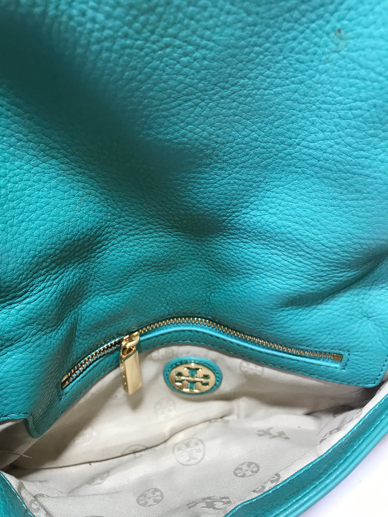 Tory Burch Teal 'AMANDA' Leather Cross Body Bag | Gently Used |