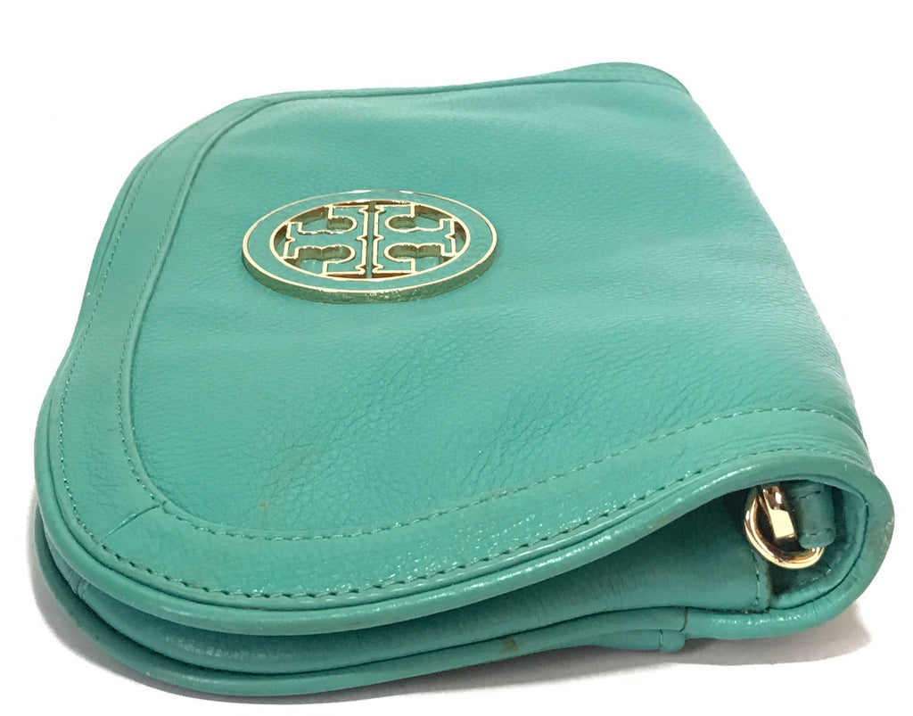 Tory Burch Teal 'AMANDA' Leather Cross Body Bag | Gently Used |