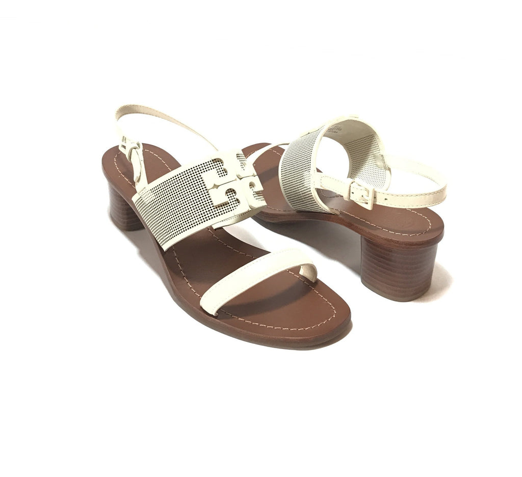 Tory Burch Double Strap White Block Heels | Like New |