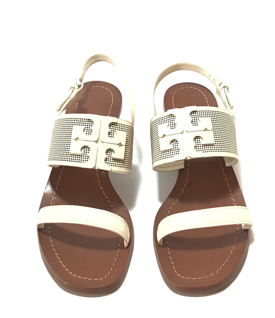 Tory Burch Double Strap White Block Heels | Like New |