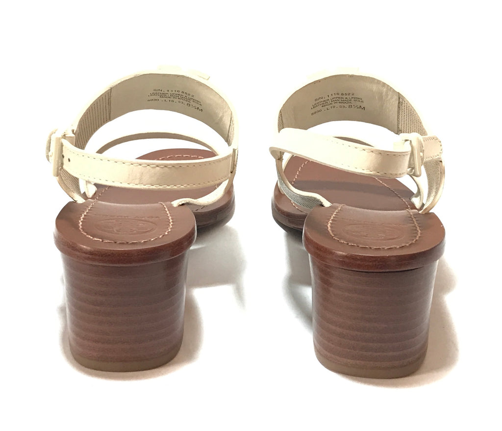 Tory Burch Double Strap White Block Heels | Like New |