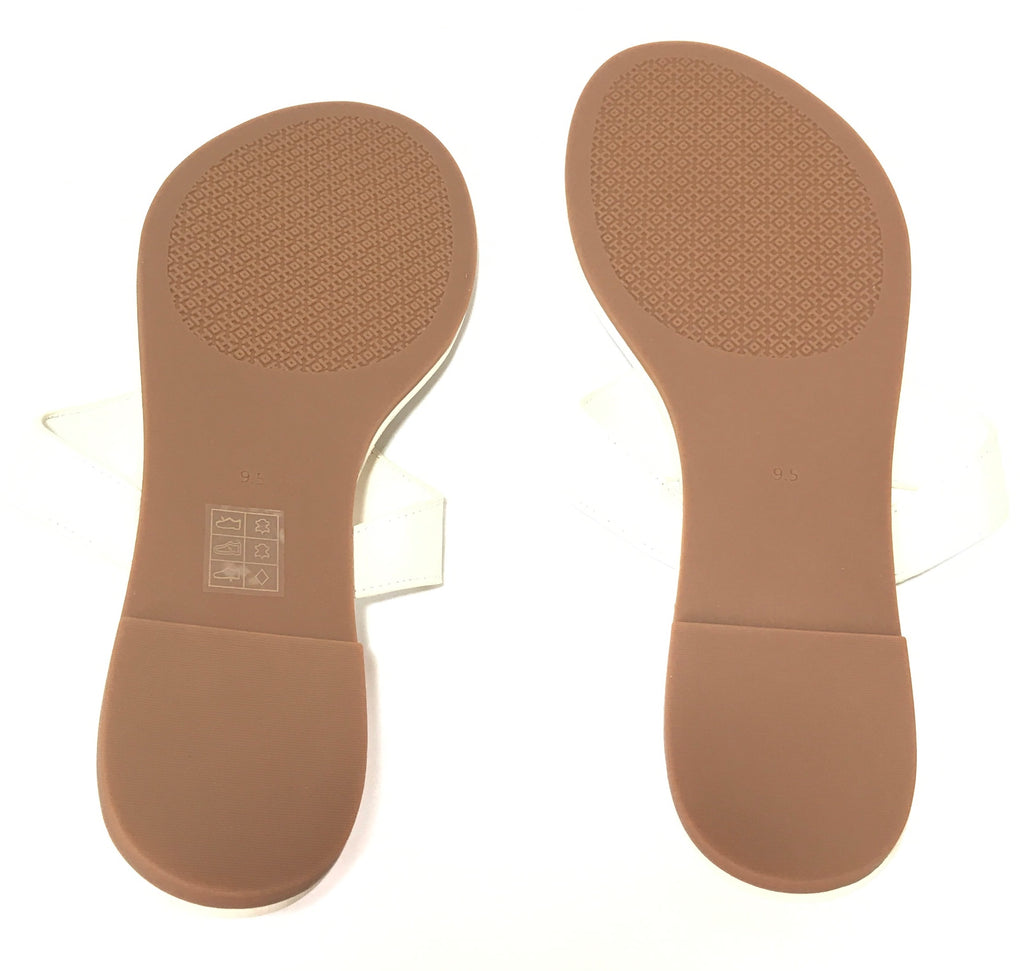 Tory Burch White Leather & Gold Logo Sandals | Brand New |
