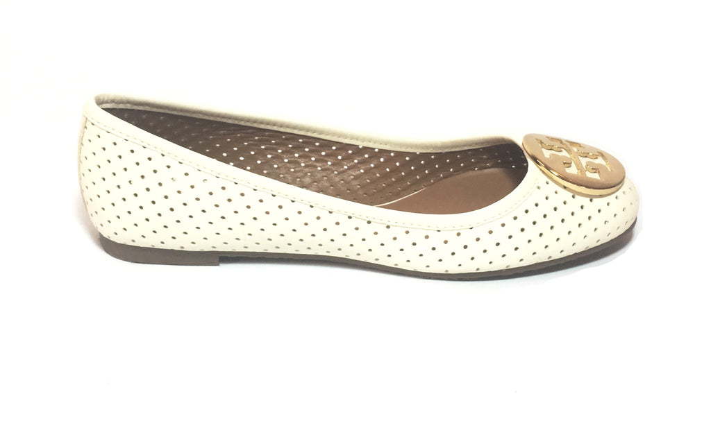 Tory Burch Ivory 'Perforated Reva' Ballet Flat | Brand New |