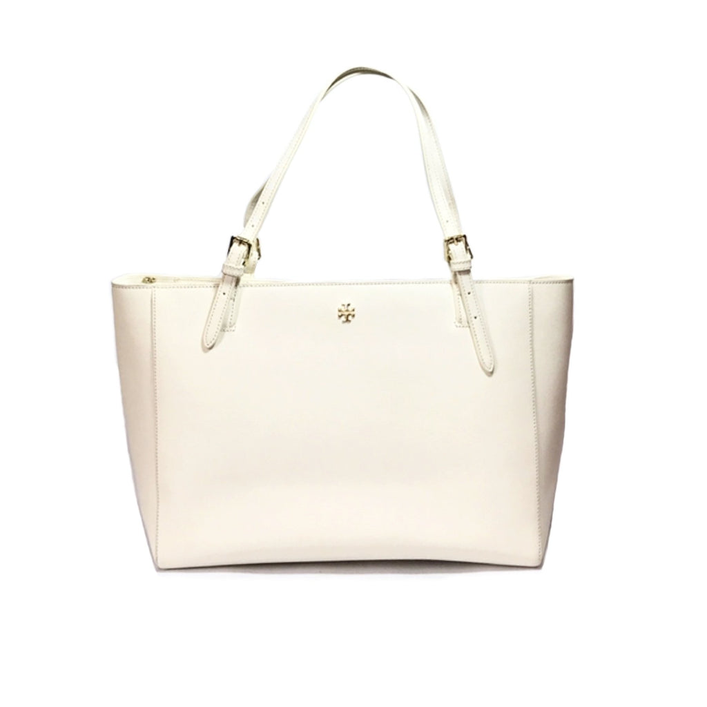 Tory Burch White 'YORK' Buckle Leather Tote | Like New |