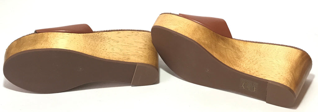 Tory Burch 'Patty' Tan Leather Platform Wedges | Brand New |