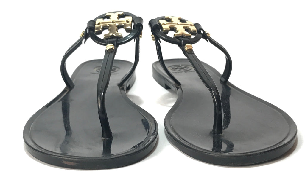Tory Burch Black Jelly Thong Flats | Pre Loved |