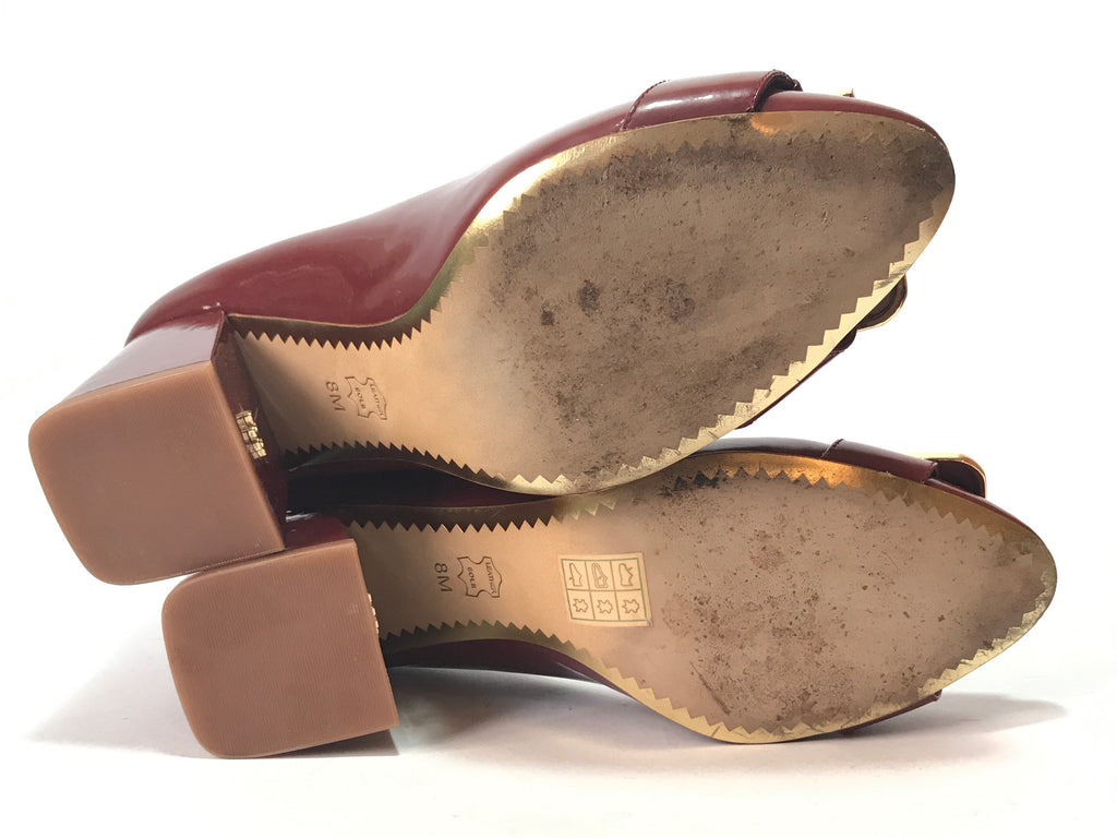 Tory Burch Maroon Buckle Patent Leather Pumps | Gently Used |