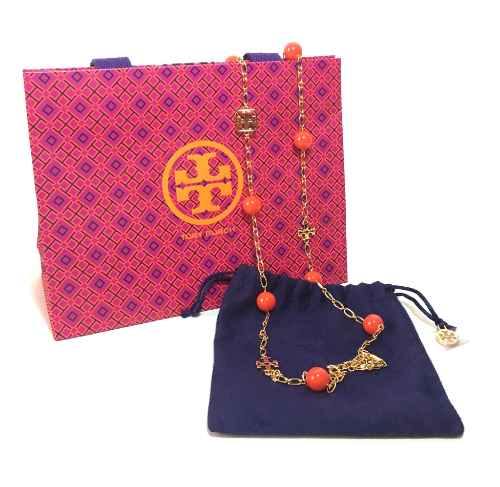 Tory Burch Colorful Evie Logo Chain Rosary Necklace | Brand New |