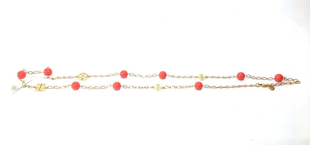 Tory Burch Colorful Evie Logo Chain Rosary Necklace | Brand New |