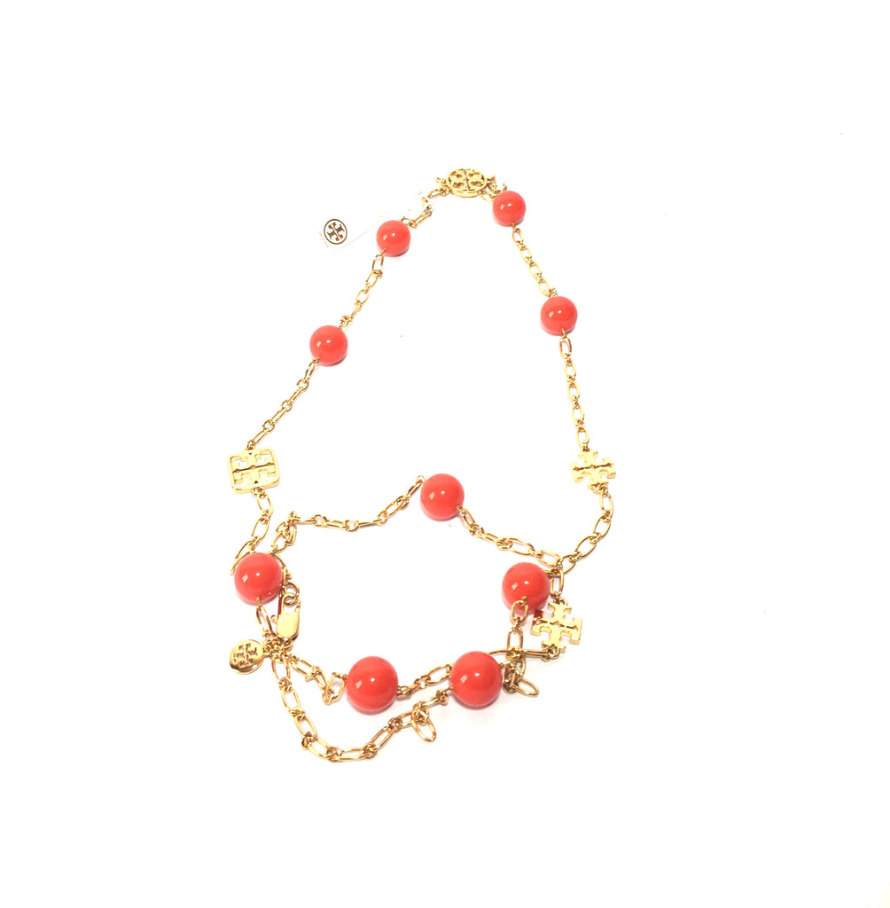 Tory Burch Colorful Evie Logo Chain Rosary Necklace | Brand New |