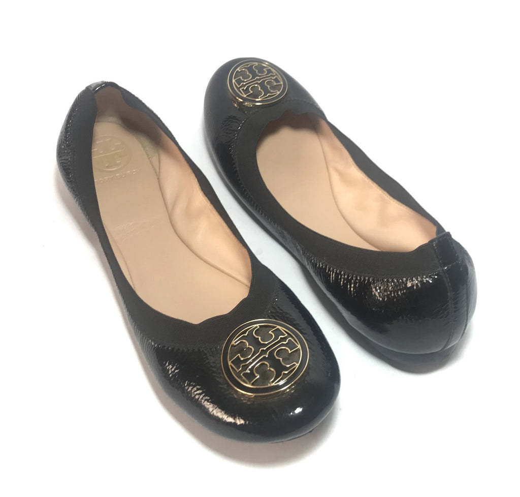 Tory Burch 'Caroline' Black Patent Leather Ballet Flats | Gently Used |