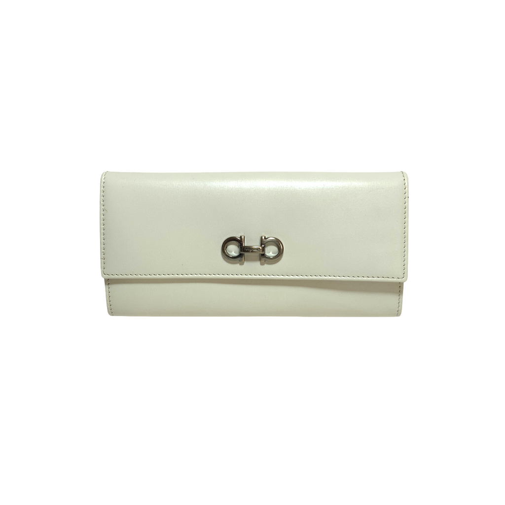 Salvatore Ferragamo White Leather Envelope Wallet | Brand New |