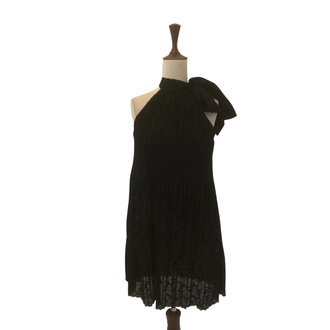 blue dress for baby girl ZARA Black Pleated Dress with Necktie | Brand New