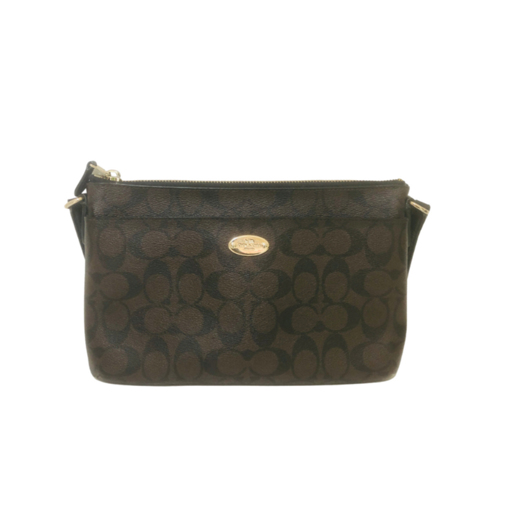Coach Brown Signature Monogram Crossbody Bag | Gently Used |