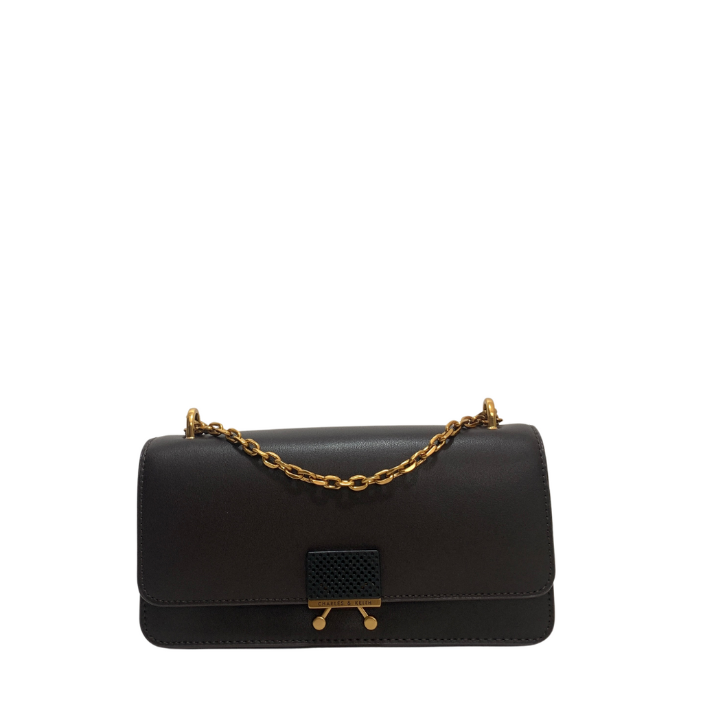 Charles & Keith Dark Oak Convertible Shoulder Bag | Like New |