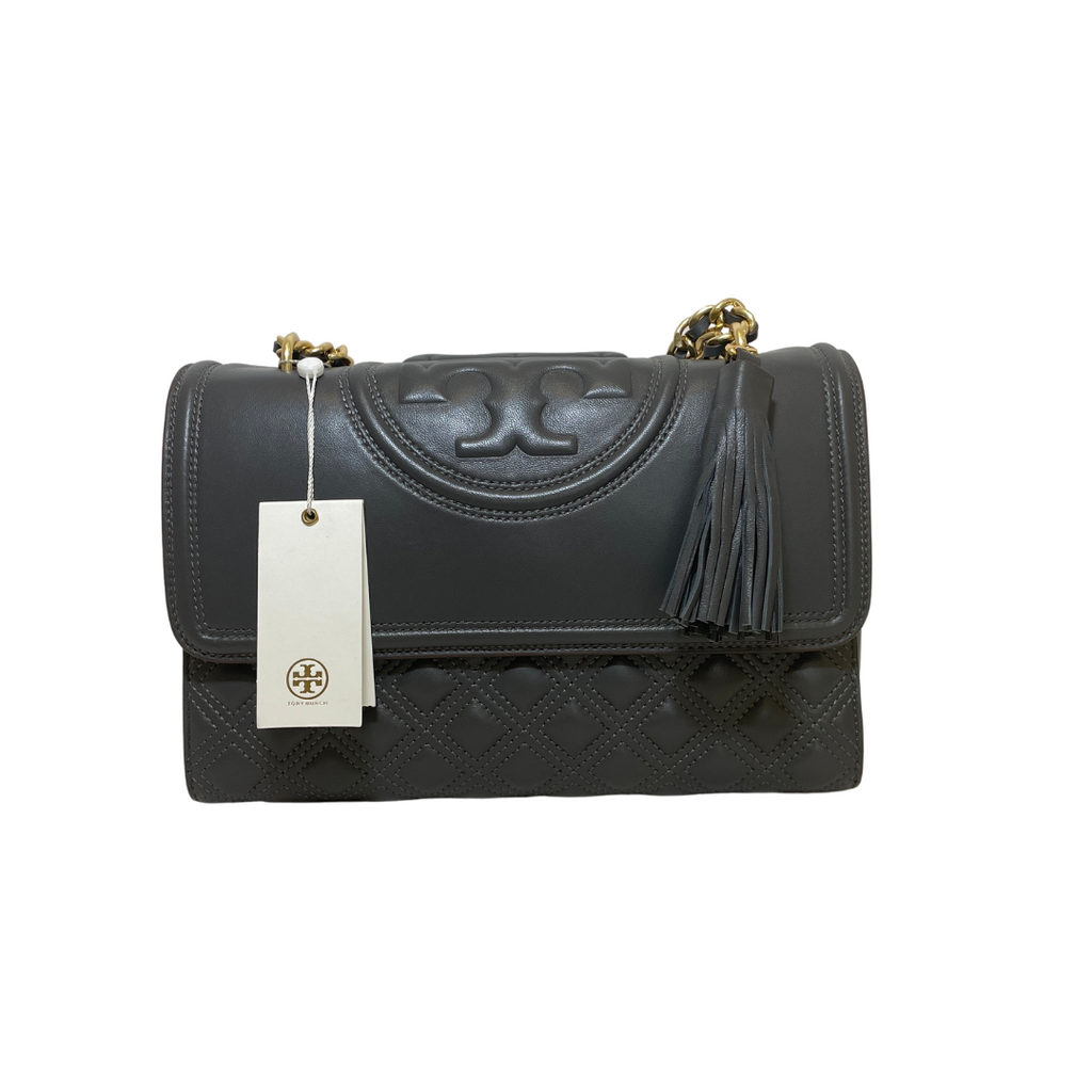 Tory Burch Grey 'Fleming' Shoulder Bag | Brand New |