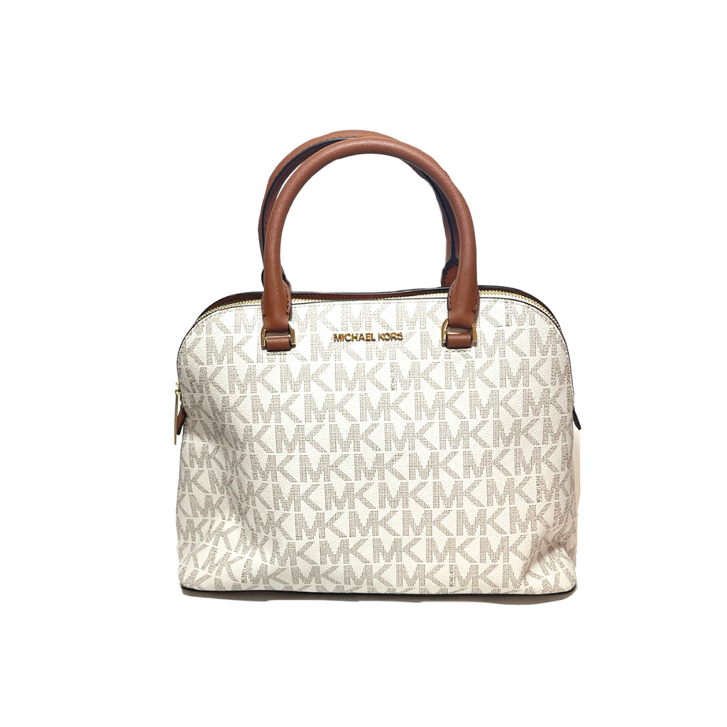 Michael Kors Vanilla & Tan Monogram Satchel  | Like New |