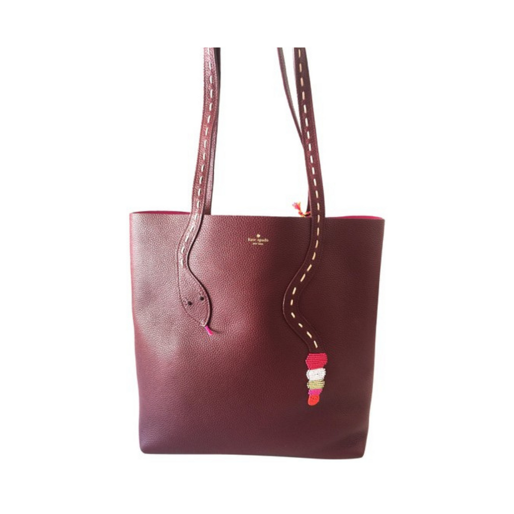 Kate Spade Maroon Pebbled Leather Snake Large Tote | Gently Used |