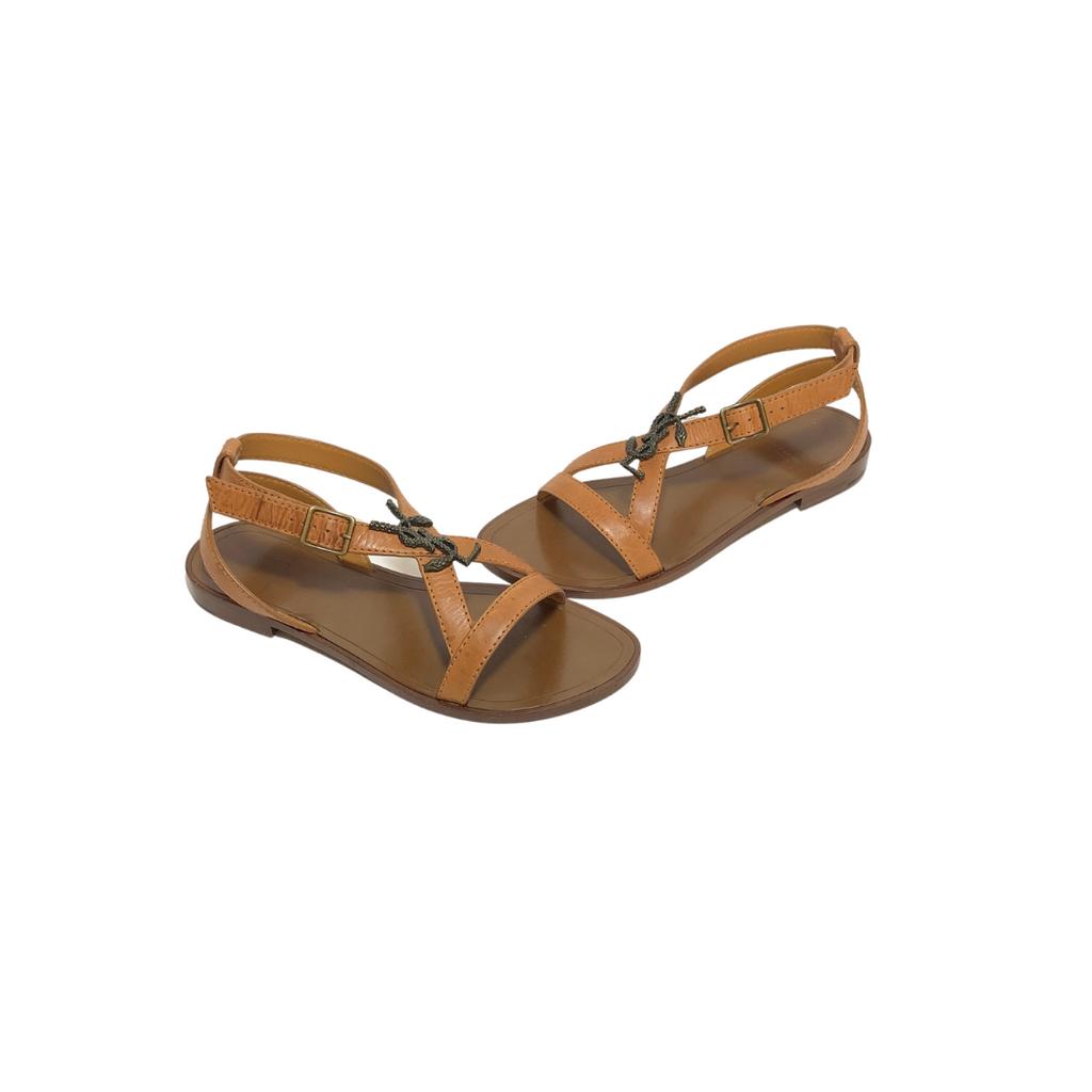 Saint Laurent Tan Leather Strappy Sandals | Pre Loved |
