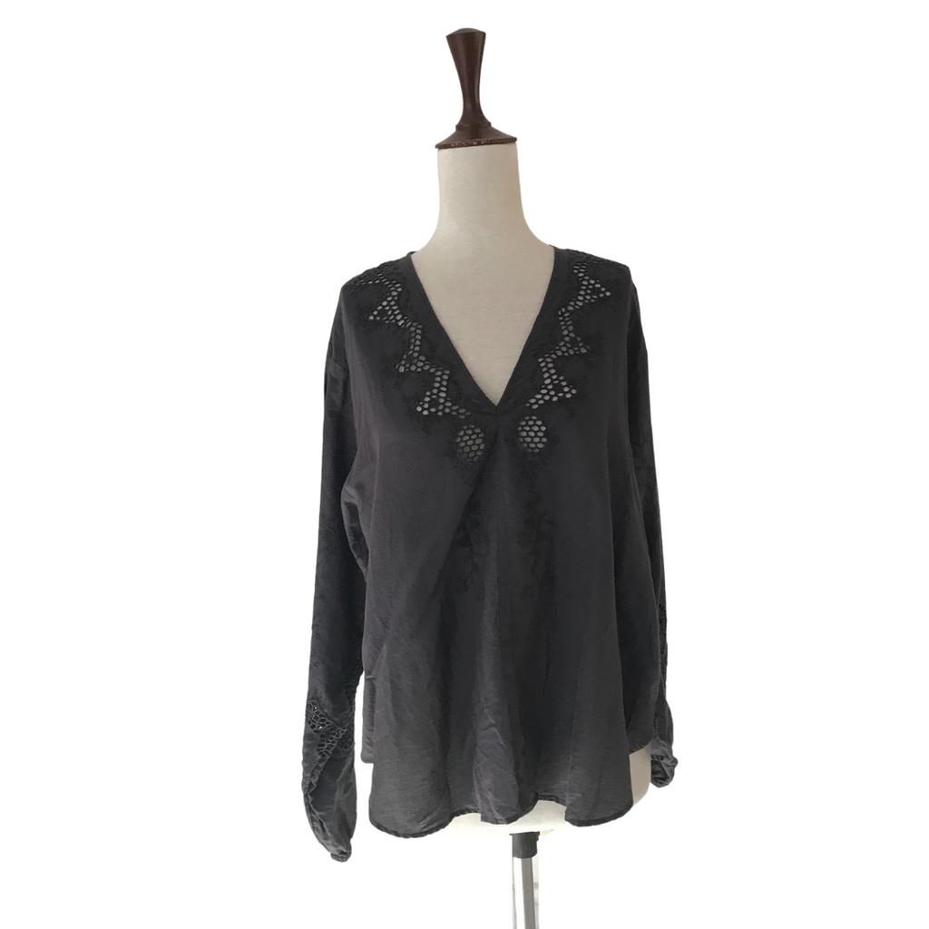 H&M Charcoal Grey Peasant Top | Gently Used |