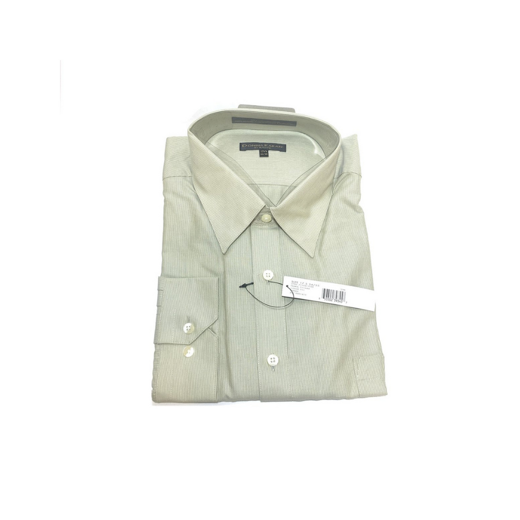 DKNY Beige Striped Men's Collared Shirt | Brand New |