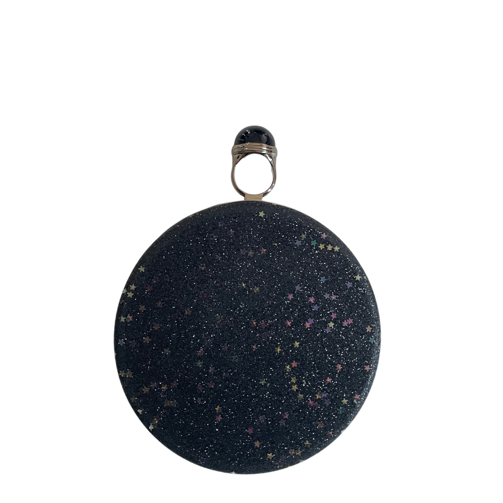 Charles & Keith Round Black Stars & Sequin Convertible Clutch | Pre Loved |