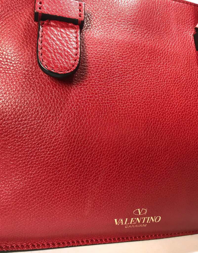 Valentino Red Leather Braided Handles Tote | Pre Loved |