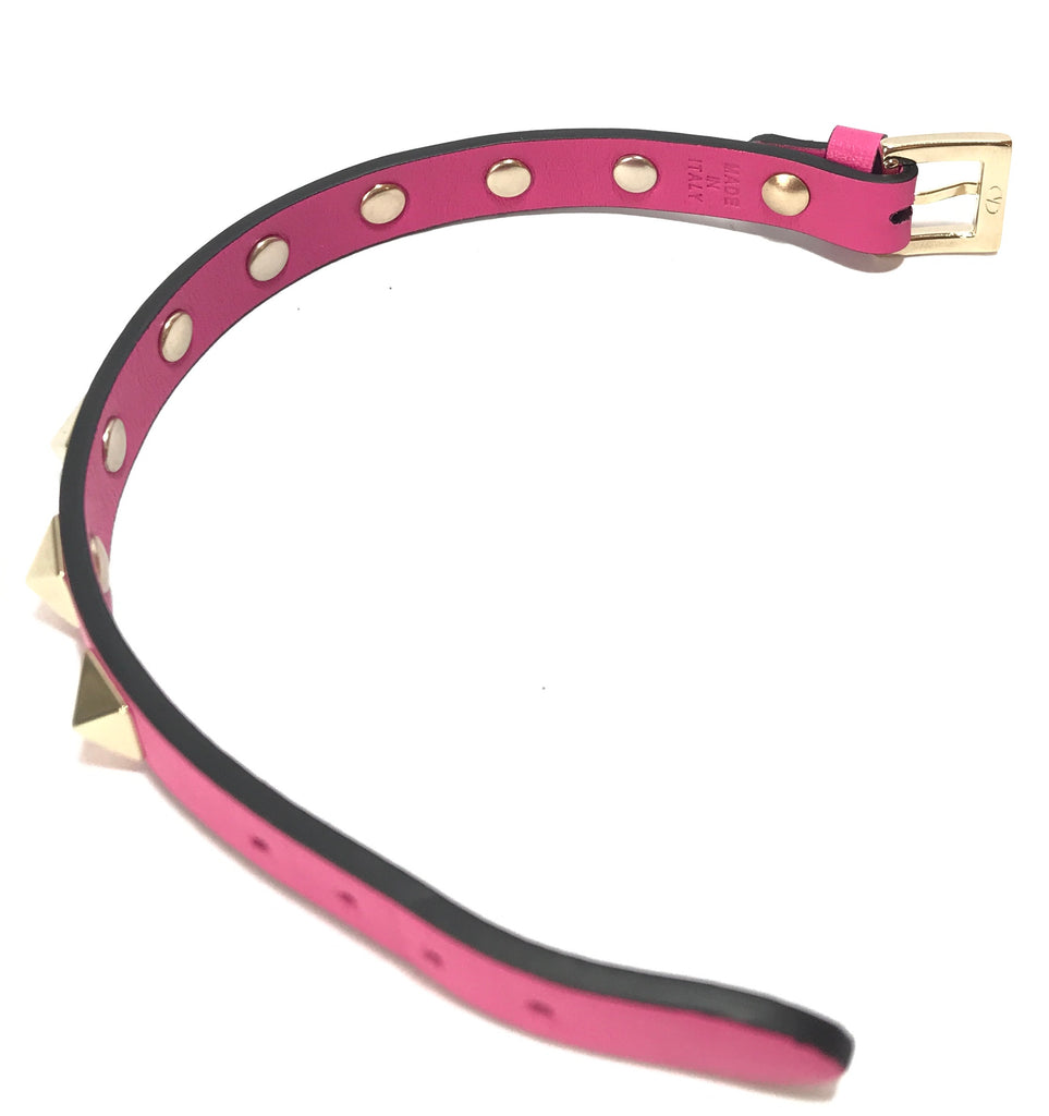 VALENTINO Bright Pink Rockstud Leather Bracelet | Brand New |
