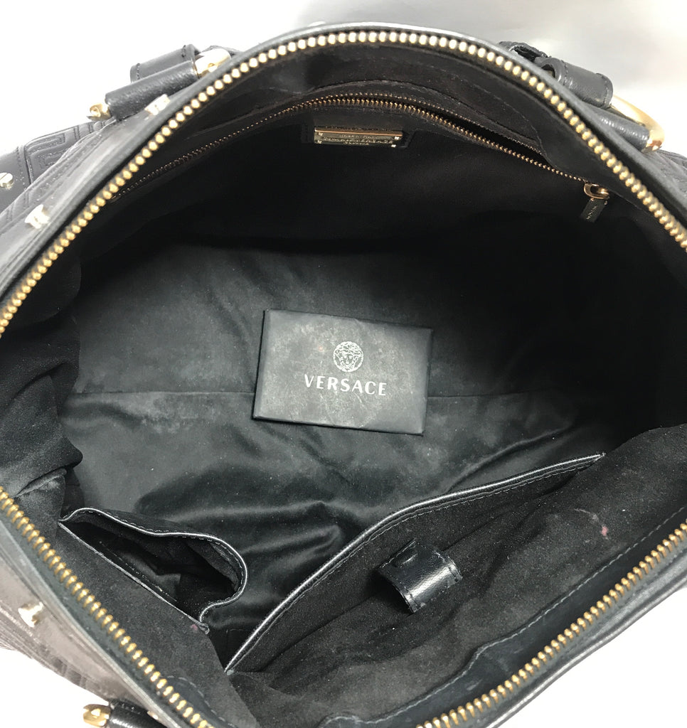 Gianni Versace Couture Black Leather Tote | Pre Loved |