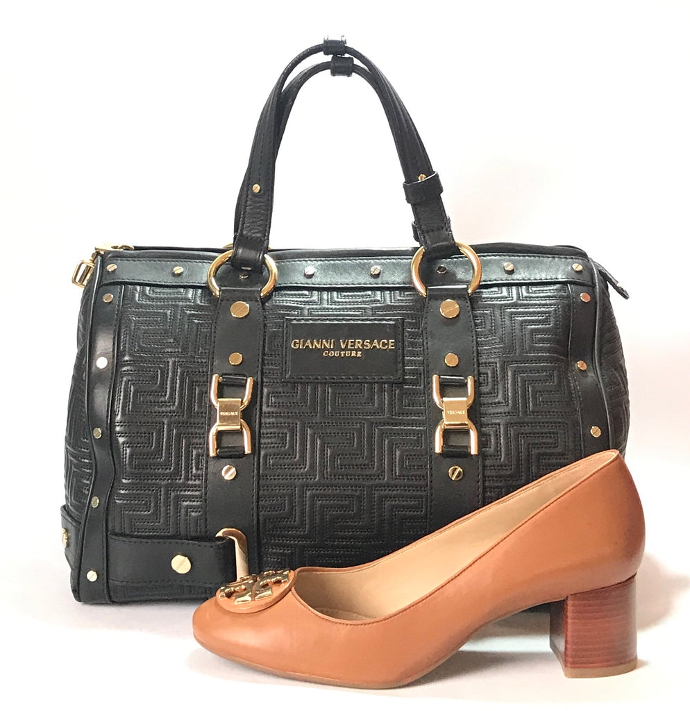 Gianni Versace Couture Black Leather Tote | Pre Loved |
