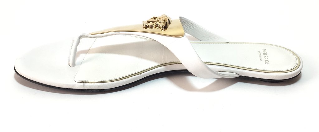 Versace White & Gold Thong Sandals | Gently Used |
